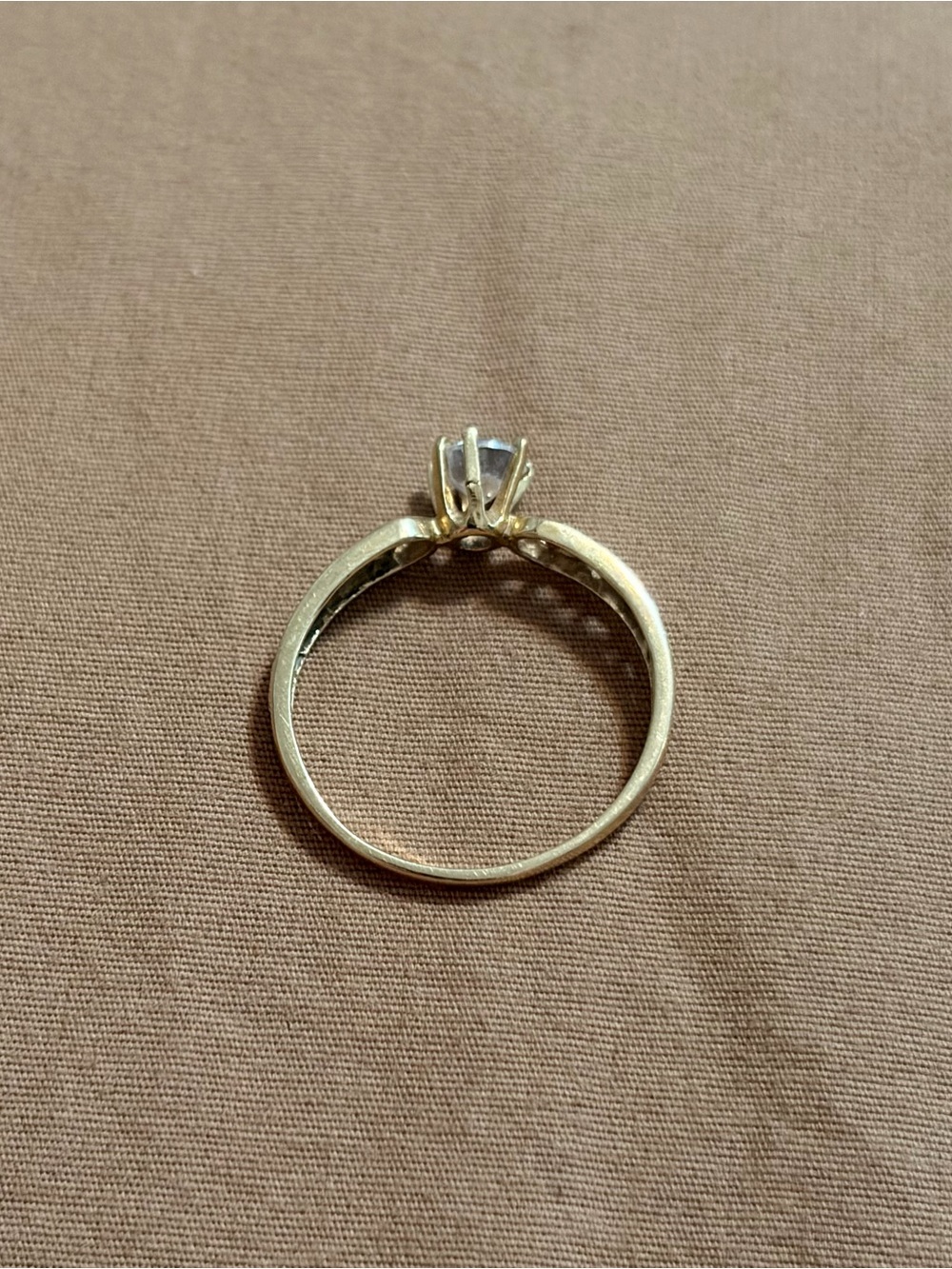 Gold Heart Filigree Solitaire Ring with Clear Stone - Picture 2 of 3